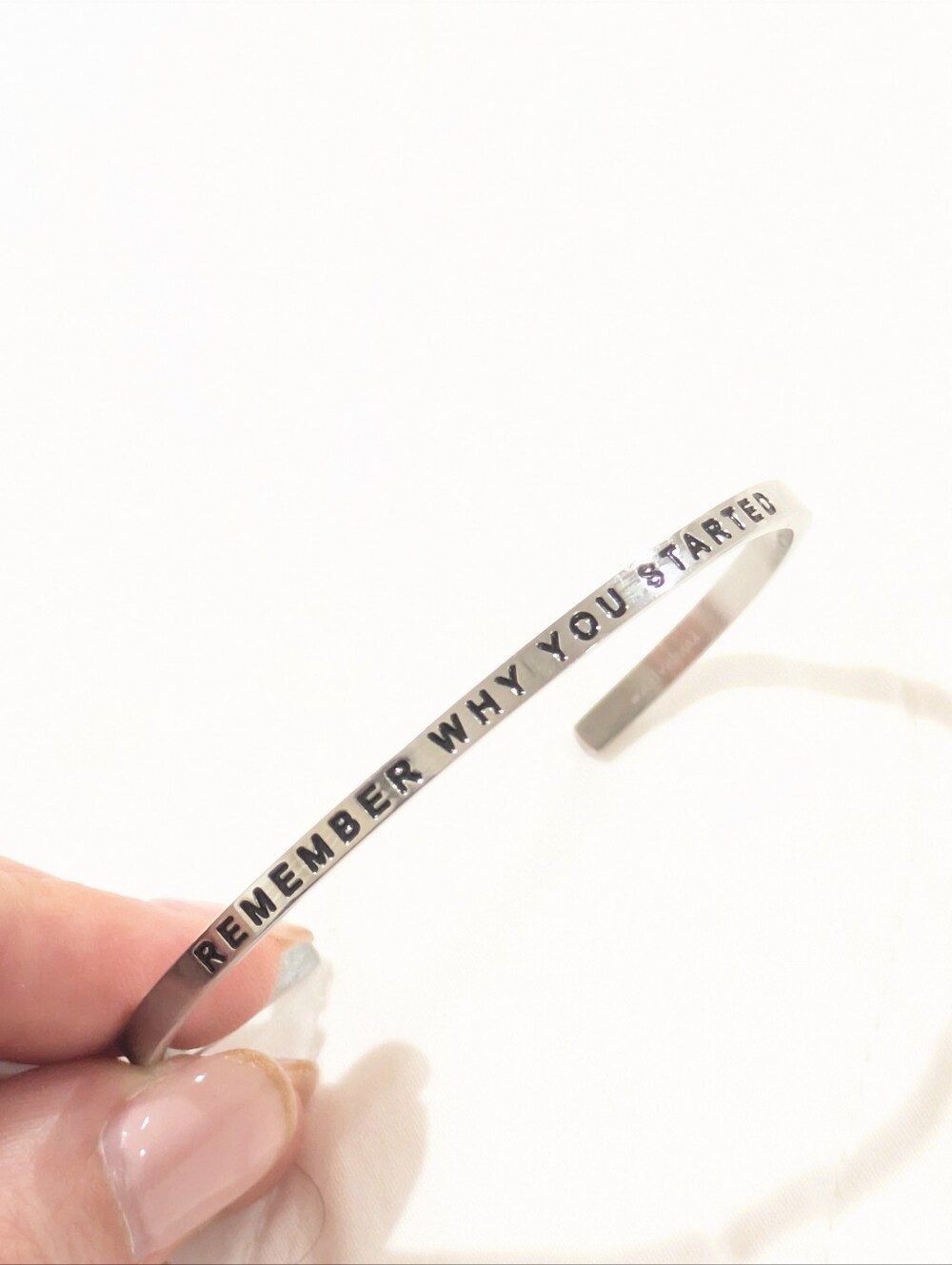 MantraBand "Remember Why You Started" Classic Stainless Steel Bracelet